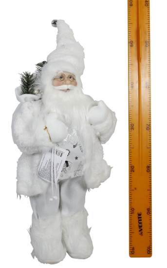 Новогодний сувенир Санта-Клаус с подарками 45см белый 1шт 4777