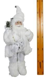 Новогодний сувенир Санта-Клаус с подарками 45см белый 1шт 4777
