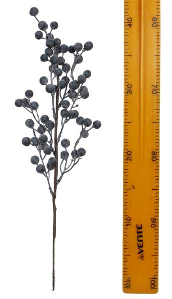 Новогодняя декоративная ветка с синими ягодами 49см 9752