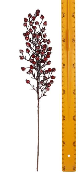 Ветка красные ягоды 65см-3836