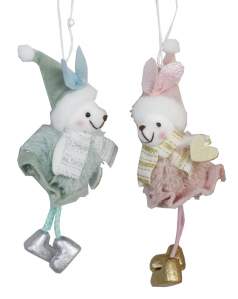 Новогоднее декоративное изделие 'Кролик' на подвеске 18см св.зеленый 1шт 4493 4509