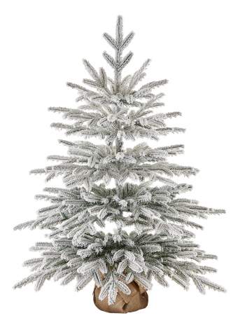 Ель настольная заснеженная Семирамида 0,9м пенек+мешковина СЕМЗ 09