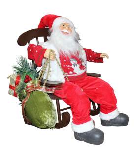 Новогодний сувенир музыкальный Санта-Клаус сидящий 62 см 1455