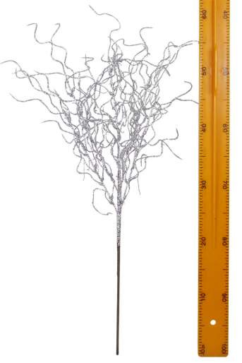 Ветка декоративная с глиттером 65см серебристый 2888 Ветка декоративная с глиттером 65см серебристый 2888
