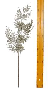 Новогодняя декоративная ветка с глиттером 65см шампань 4319