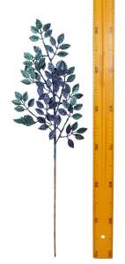 Декоративная новогодняя ветка с глиттером 65см изумрудный с синим золото 7506,7452