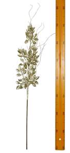 Новогодняя декоративная ветка с листиками в глиттере 72см 4043 золото