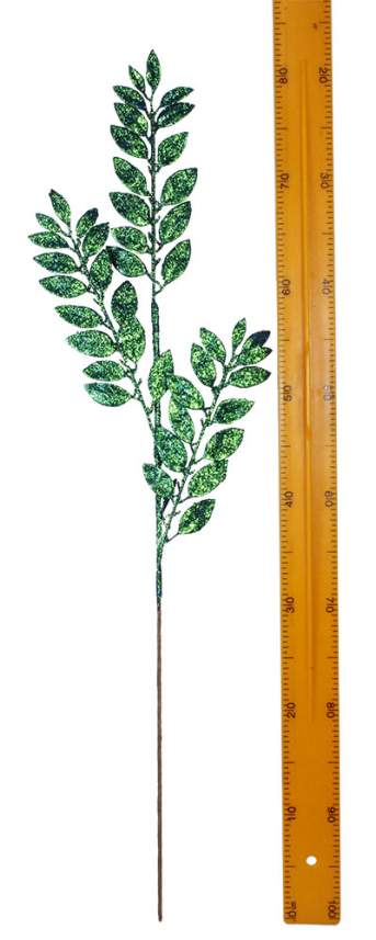 Ветка декоративная глиттерная 80см зеленый 7228 Ветка декоративная глиттерная 80см зеленый 7228