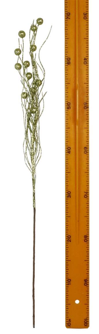 Новогодняя декоративная ветка с бусинками 68см св.фисташковый9340