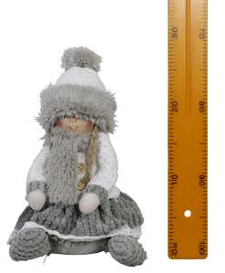 Новогоднее декоративное изделие 'Девочка' сидящая 22*16*25см серый,белый 6436