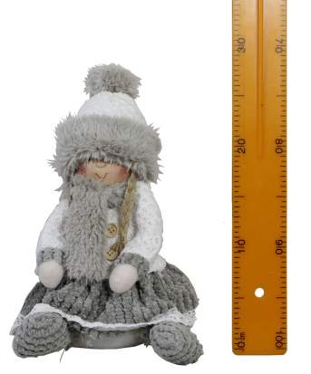 Новогоднее декоративное изделие 'Девочка' сидящая 22*16*25см серый,белый 6436 Новогоднее декоративное изделие 'Девочка' сидящая 22*16*25см серый,белый 6436