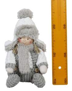 Новогоднее декоративное изделие 'Мальчик' сидящий 22*16*25см серый,белый6443