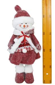 Изделие декоративное 'Снеговик Мальчик' стоящая 22x18x46см красный,белый 6689