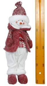 Изделие декоративное 'Снеговик Девочка' стоящий 22x18x46см красный,белый 6696