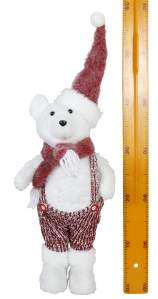 Изделие декоративное 'Мишка мальчик' стоящая 22x18x54см белый,красный6726