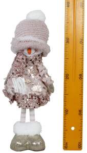 Изделие декоративное 'Снеговик девочка' стоящая 13x12x35см розовый 6740