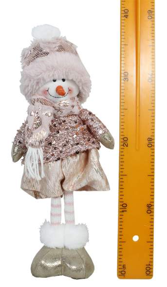 Изделие декоративное 'Снеговик Девочка' стоящий 13x12x35см розовый 6757