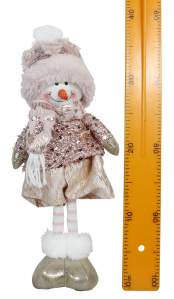 Изделие декоративное 'Снеговик Девочка' стоящий 13x12x35см розовый 6757