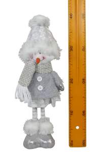 Изделие декоративное 'Снеговик мальчик' стоящий 13x12x35см серебро 6771