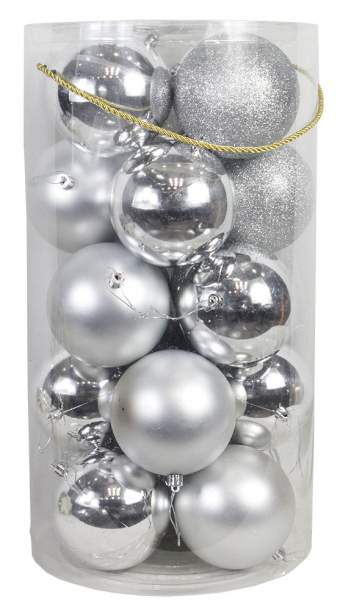 Набор шаров 8см 20шт серебро -009