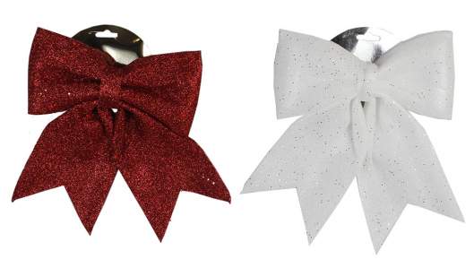 Бант елочное украшение паралон белый красный средний