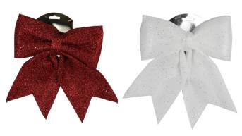 Бант елочное украшение паралон белый красный средний Бант елочное украшение паралон белый красный средний