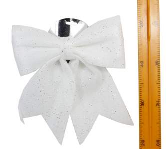 Бант елочное украшение паралон белый красный большой