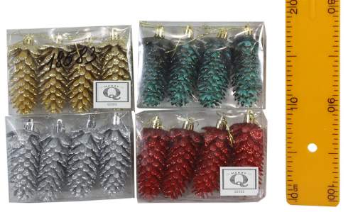 Набор Елочных игрушек Шишки мини 7см 4шт 9288S
