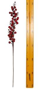 Декоративная ветка с красными ягодами 65см 2216