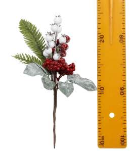 Ветка ягоды бело-красные 25см-3815