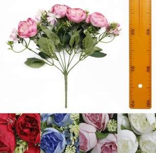 Букет пиончика с космеей 5в 30см 40шт WL-02