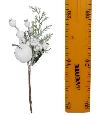 Ветка с белыми ягодами и яблоком 23см 4663