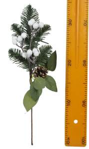 Ветка ягода белая лист роз 3906