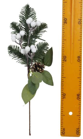 Ветка ягода белая лист роз 3906