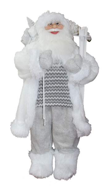 Новогодний сувенир Санта-Клаус с подарками и лыжами 90см белыйсерый 1шт 4791 Новогодний сувенир Санта-Клаус с подарками и лыжами 90см белыйсерый 1шт 4791