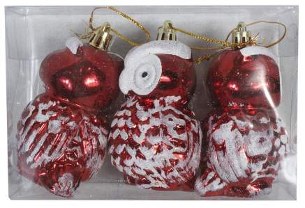 Набор елочный игрушек Совы 3шт -044