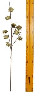 Новогодняя декоративная ветка с шишками 62см 1шт 4012