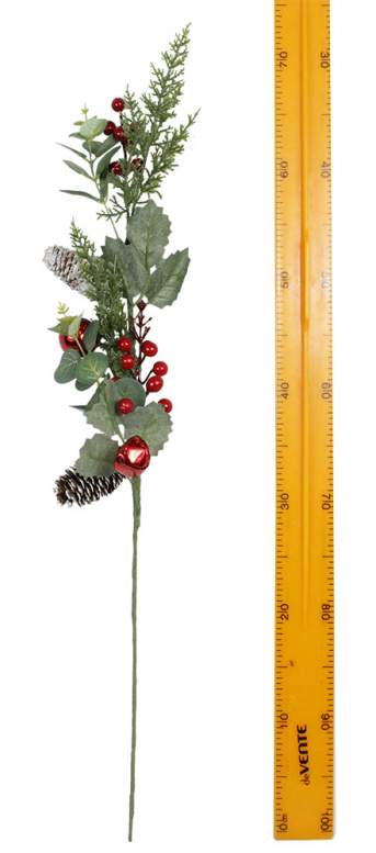Ветка с красными ягодами, шишками и шариками 69см 4468 Ветка с красными ягодами, шишками и шариками 69см 4468