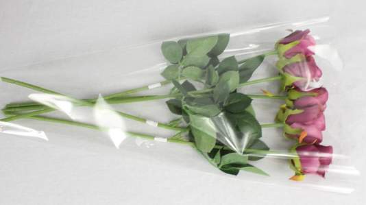 Пакет для цветка треуг-к 50*30*6см прозр.+прозр.100шт