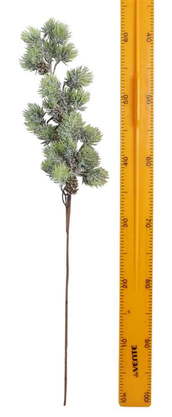 Новогодняя  ветка с шишками заснеженная 64см зеленый 8985