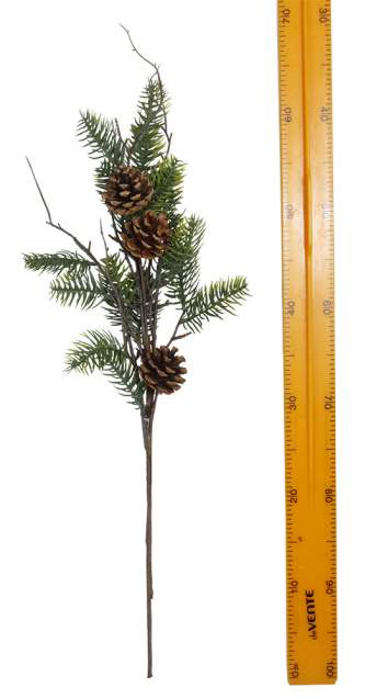 Ветка декоративная еловая с шишками 70см 6917