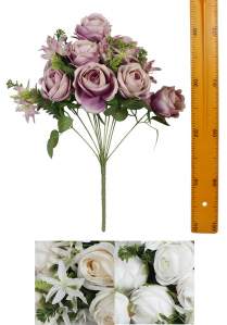 Ветка букет роз с добавкой 'Аэлита' 11вет.7гол 51см Б12259 БС