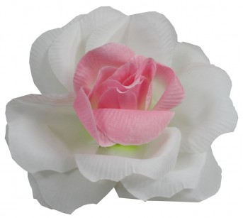 Голова розы Фаворит Бело-розовая 20шт 16см Г437
